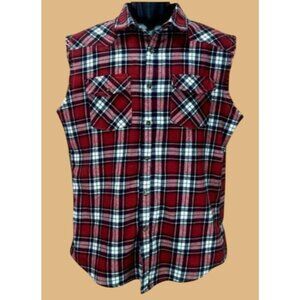 Nutexrol Womens Sleeveless Boyfriend Flannel Shirt Small